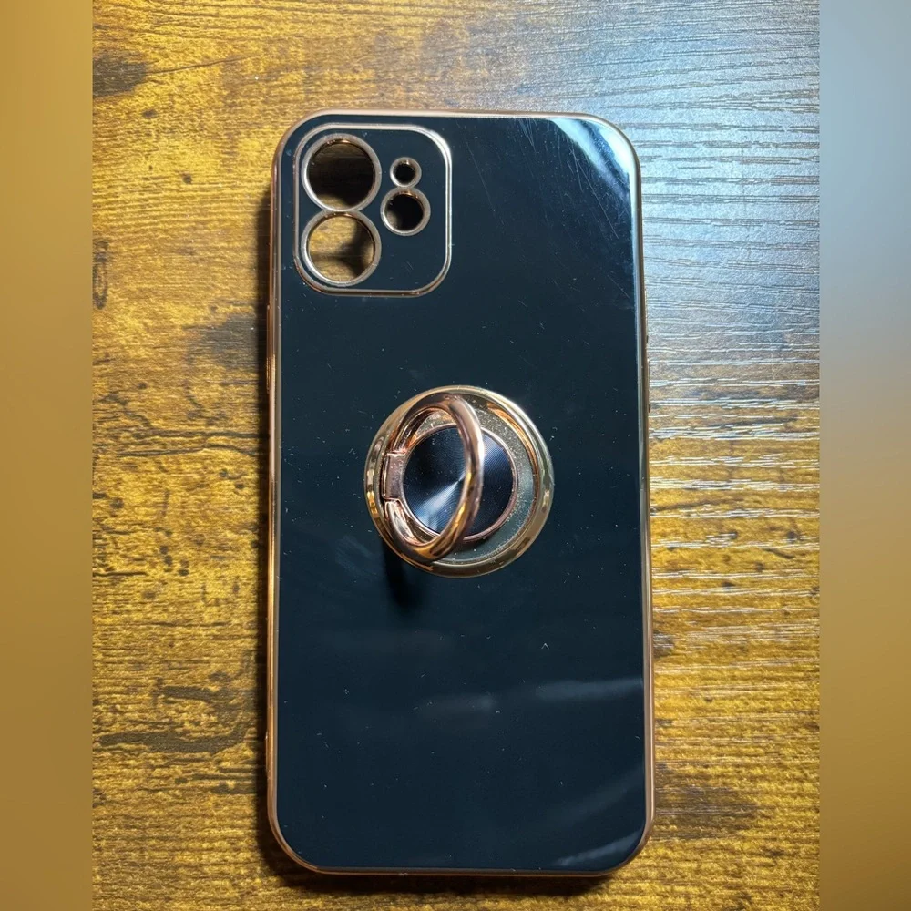 Black iPhone 12 Case with Ring Holder